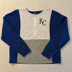 Kansas City Royals 1/2 Zip Fleece Size XL Blue White Embroidered Pockets Sports
